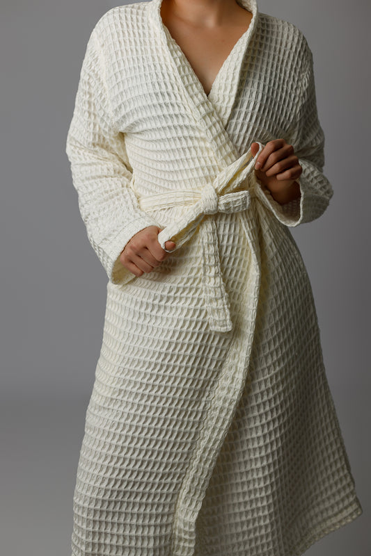 Szlafrok kimonowy z micromodalu - CREAM